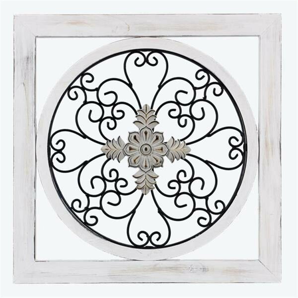Youngs Wood Framed Square Iron Work Wall Art 21726